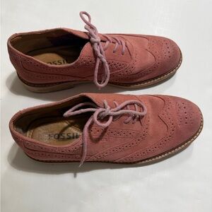 Women’s Fossil Pink Suede Shoes. Gently Used